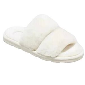 New Stars Above Royal Slide Fluffy Slippers Off White Size 8